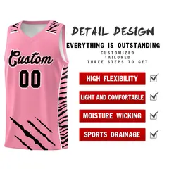 Light Pink Tiger Claw Pattern Basketball Jersey 2