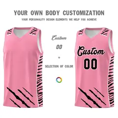 Light Pink Tiger Claw Pattern Basketball Jersey 3