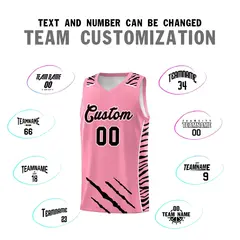 Light Pink Tiger Claw Pattern Basketball Jersey 4