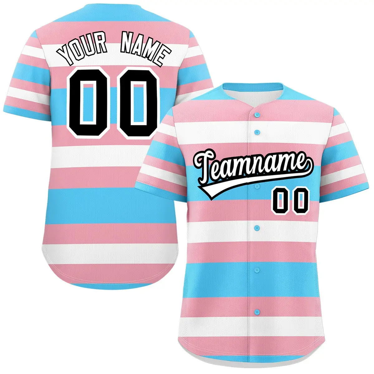 Light Pink Transgender Pride Color Block Baseball Jersey