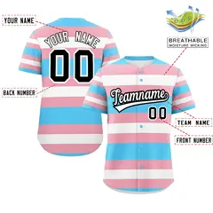 Light Pink Transgender Pride Color Block Baseball Jersey 2
