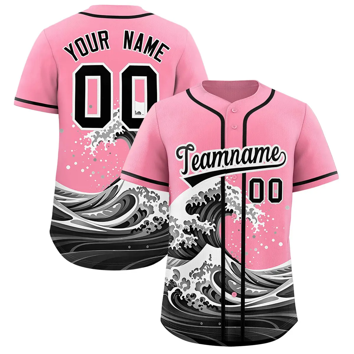 Light Pink Wave Graffiti Baseball Jersey