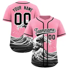 Light Pink Wave Graffiti Baseball Jersey 1