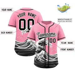 Light Pink Wave Graffiti Baseball Jersey 2