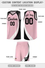 Light Pink White-Black Color Block Basketball Jersey 2