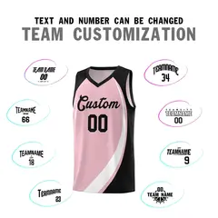 Light Pink White-Black Color Block Basketball Jersey 3