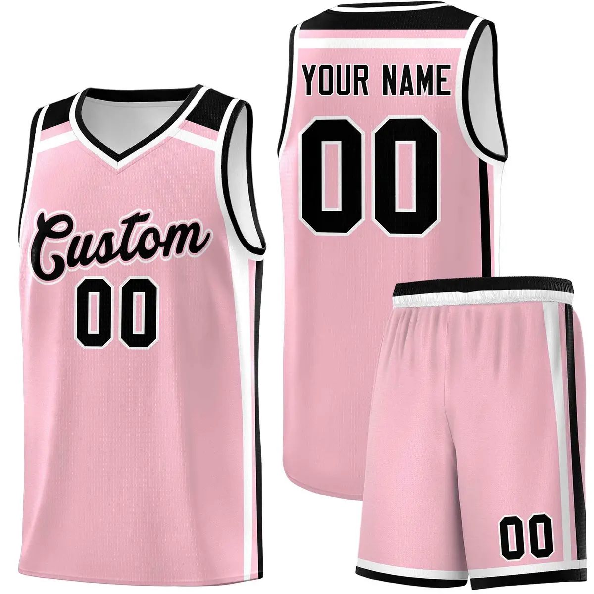 Light Pink White Black Color Charge Basketball Jersey