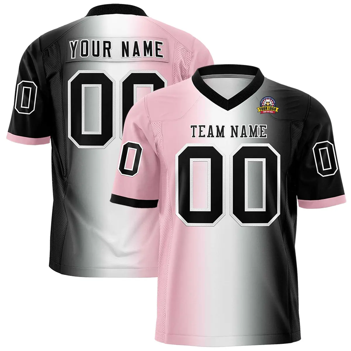 Light Pink White-Black Gradient Football Jersey