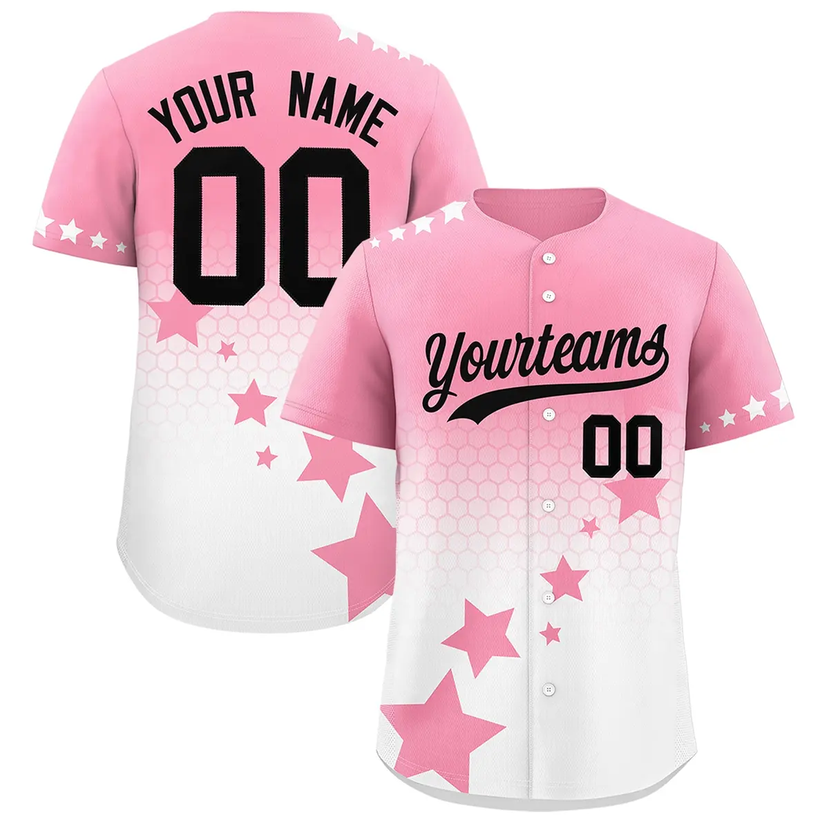 Light Pink White Black Rising Stars Gradient Baseball Jersey