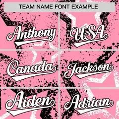 Light Pink White Black Star-Shaped Graffiti Ink Baseball Jersey 3