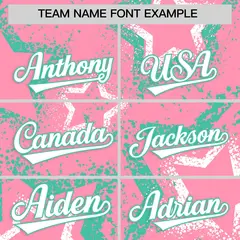 Light Pink White Bright Green Star-Shaped Graffiti Ink Baseball Jersey 3