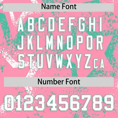 Light Pink White Bright Green Star-Shaped Graffiti Ink Baseball Jersey 4