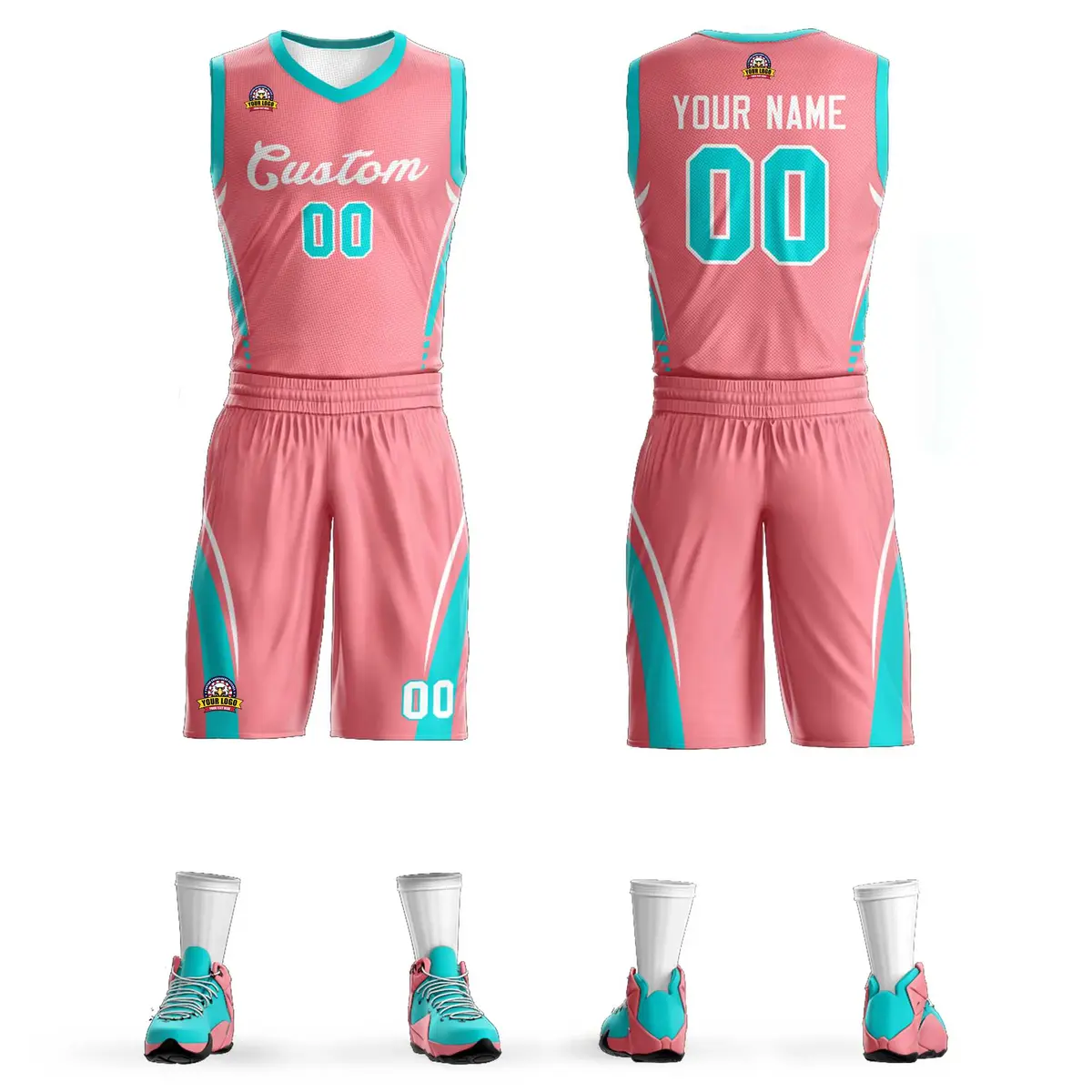 Light Pink White Classic Mesh Basketball Jersey