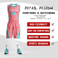 Light Pink White Classic Mesh Basketball Jersey 2