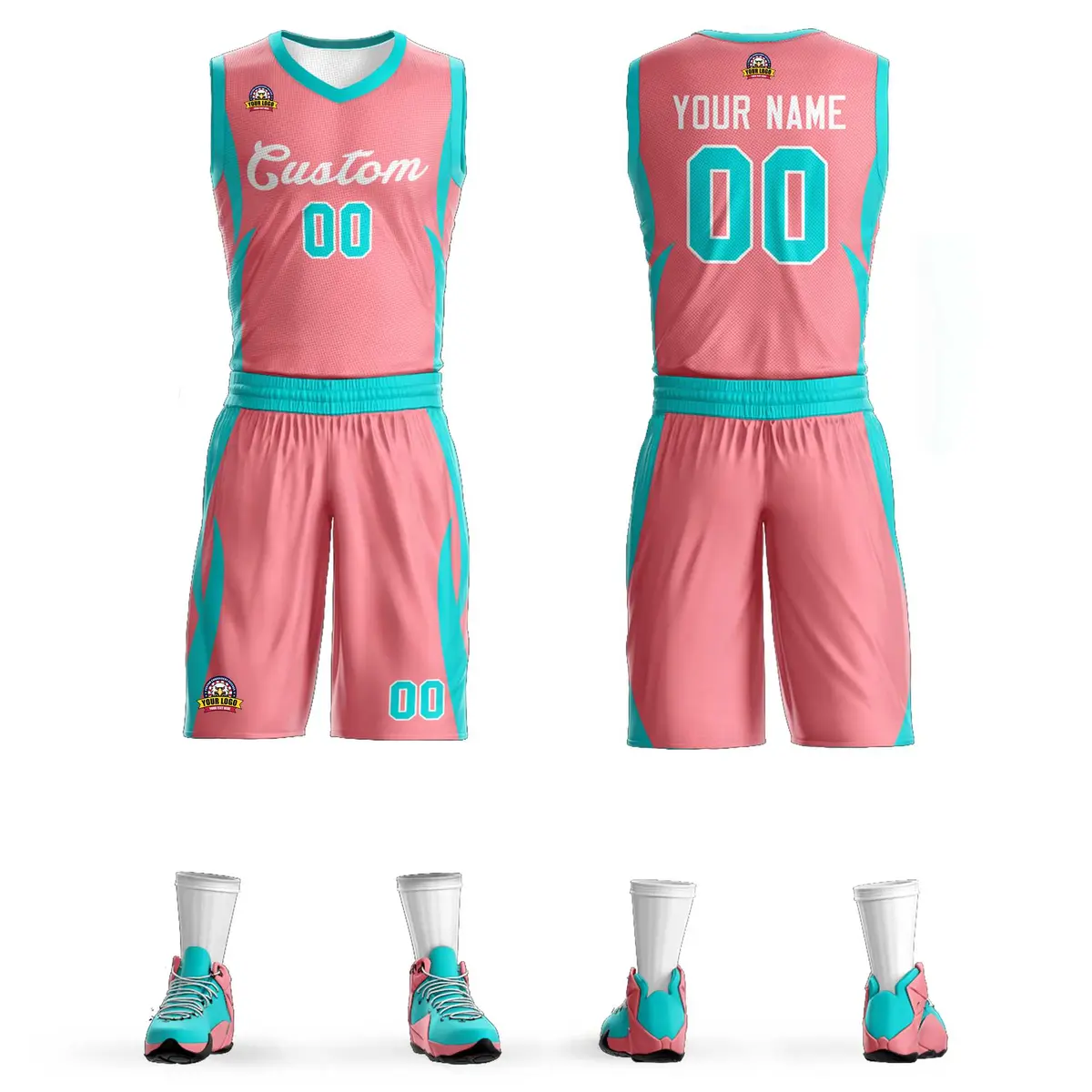 Light Pink White Classic Mesh Basketball Jersey
