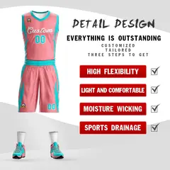 Light Pink White Classic Mesh Basketball Jersey 2
