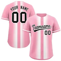 Light Pink White Gradient Lapel Fashion Baseball Jersey 1