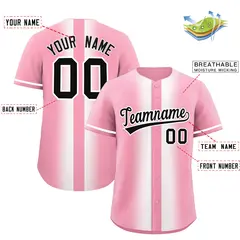 Light Pink White Gradient Lapel Fashion Baseball Jersey 2