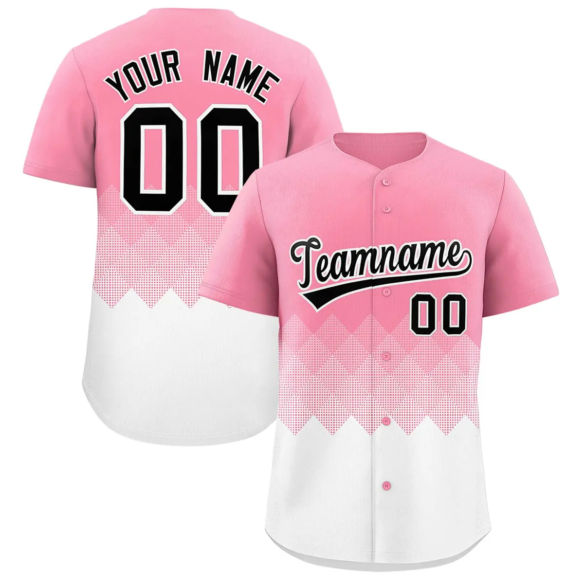 Light Pink White Grid Blur Pattern Baseball Jersey