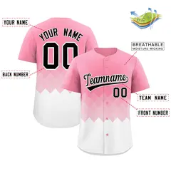 Light Pink White Grid Blur Pattern Baseball Jersey 2