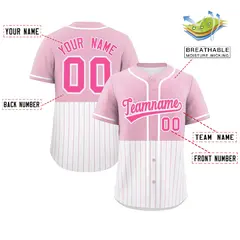 Light Pink White Half Stripe Authentic Baseball Jersey 2