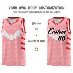 Light Pink White Halloween Bat Pattern Basketball Jersey 3