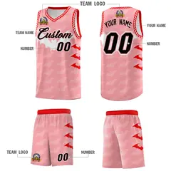 Light Pink White Halloween Bat Pattern Basketball Jersey 5