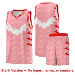 Light Pink White Halloween Bat Pattern Basketball Jersey 7