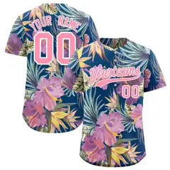 Light Pink White Hawaiian Graffiti Palm Tree Baseball Jersey