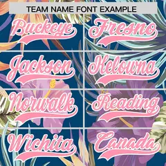 Light Pink White Hawaiian Graffiti Palm Tree Baseball Jersey 3