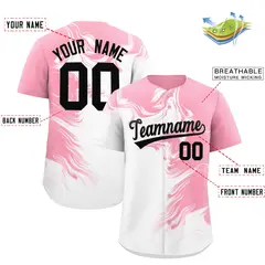 Light Pink White Ink Pattern Authentic Baseball Jersey 2