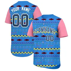 Light Pink White Midnight Blue Mexican Style Baseball Jersey