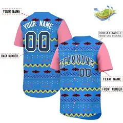 Light Pink White Midnight Blue Mexican Style Baseball Jersey 2
