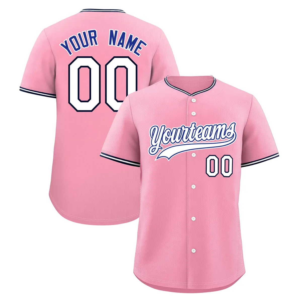 Light Pink White Navy Baseball Jersey