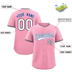 Light Pink White Navy Baseball Jersey 2