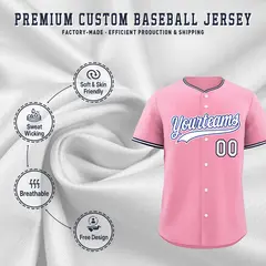 Light Pink White Navy Baseball Jersey 3