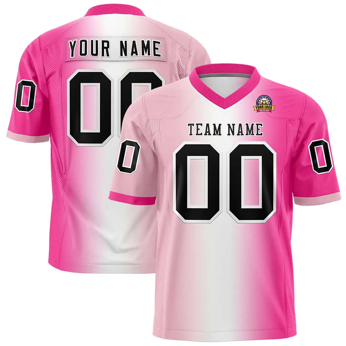 Light Pink White-Pink Gradient Football Jersey