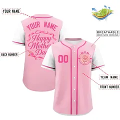 Light Pink White Pink Mother's Day Baseball Jersey 2