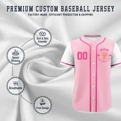 Light Pink White Pink Mother's Day Baseball Jersey 3
