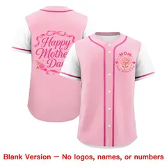 Light Pink White Pink Mother's Day Baseball Jersey 7