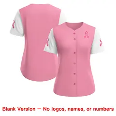 Women's Light Pink White Pink Ribbon Breast Cancer Awareness Baseball Jersey 7