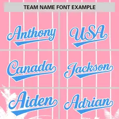 Light Pink White Pinstripe Coconut Tree Baseball Jersey 3