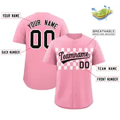 Light Pink White Plaid Fashion Authentic Baseball Jersey 2
