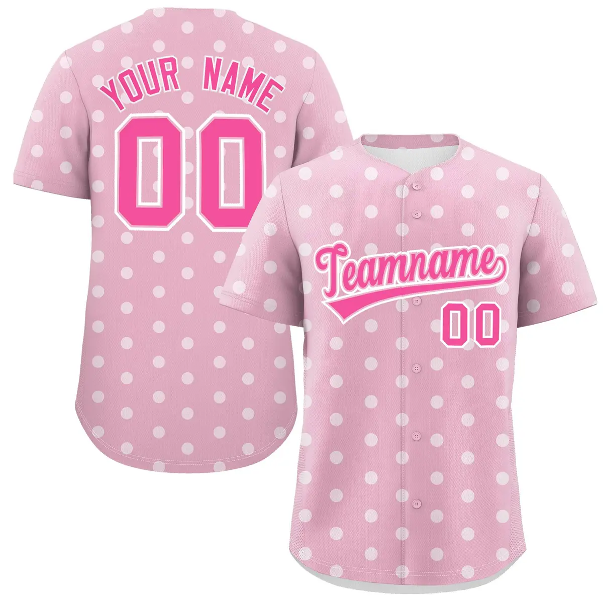 Light Pink White Polka Dot Graffiti Baseball Jersey
