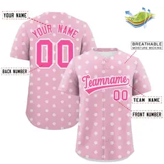 Light Pink White Polka Dot Graffiti Baseball Jersey 2