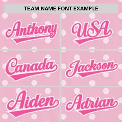Light Pink White Polka Dot Graffiti Baseball Jersey 3
