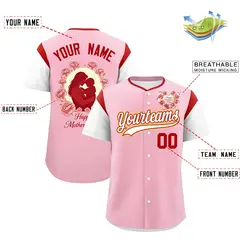 Light Pink White Red Mother's Day Baseball Jersey 2