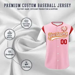 Light Pink White Red Mother's Day Baseball Jersey 3