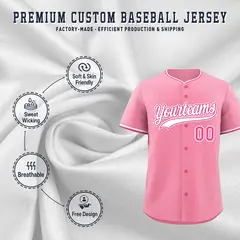Light Pink White Rose Red Baseball Jersey 3