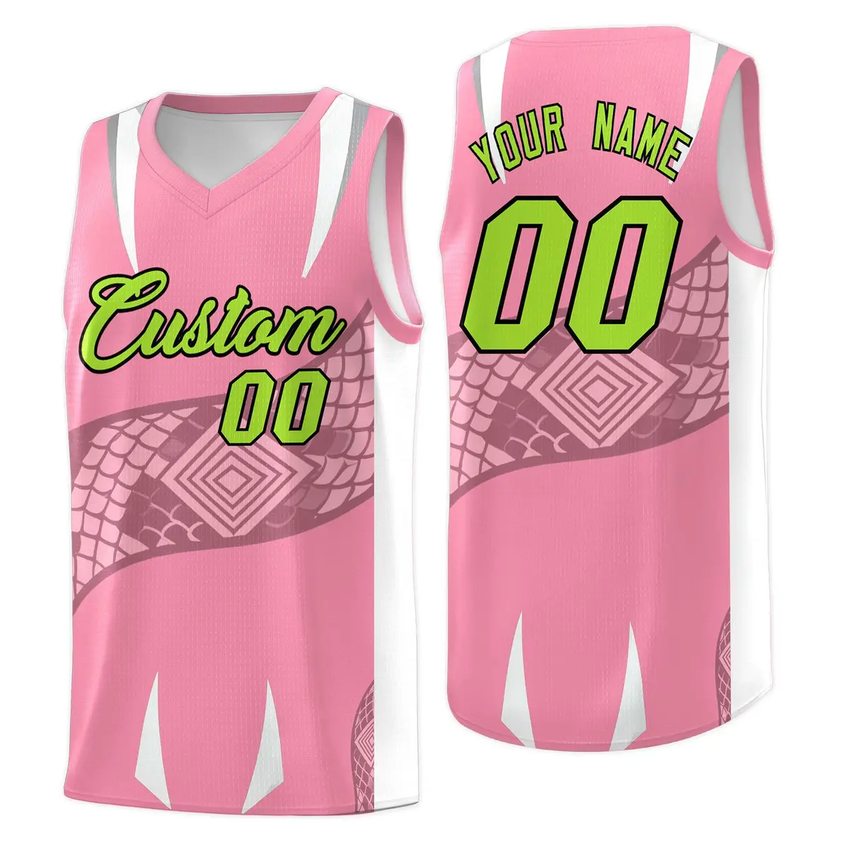 Light Pink White Snake Scale Venomous Fang Graffiti Basketball Jersey